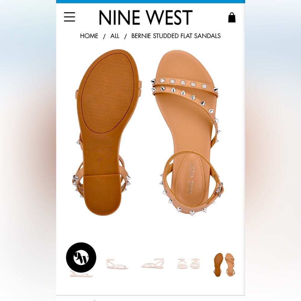 - New Nine West nude silver stud sandals.